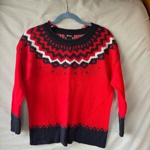 Red and Navy Patterned Sweater